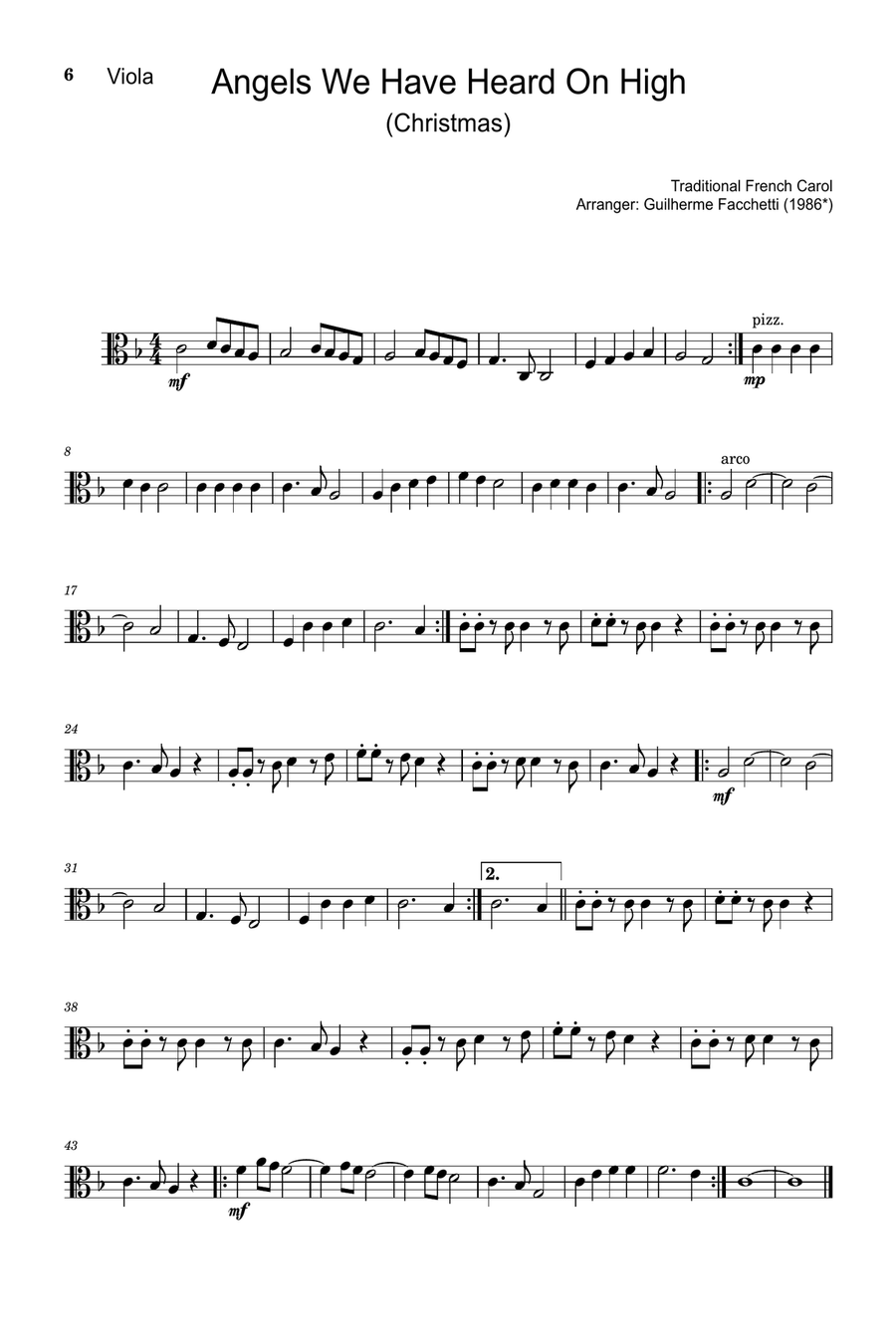 Angels We Have Heard On High - Arranged for String Quartet. Score and Parts. String Quartet scores gallery preview page 6