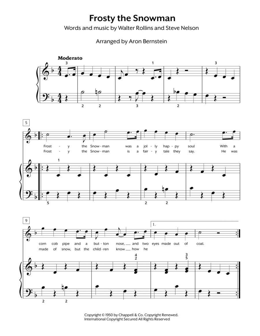 Frosty the Snowman Easy Piano scores gallery preview page 1