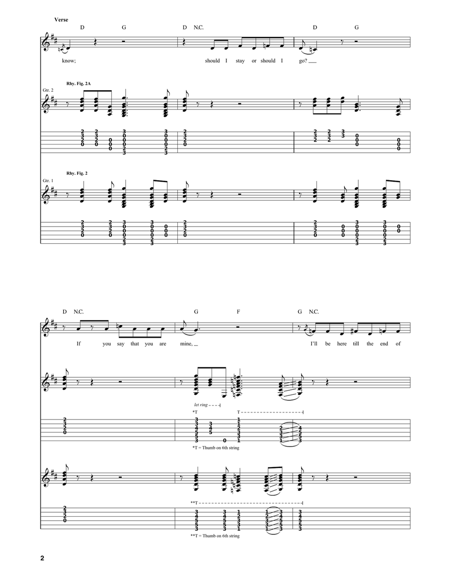Should I Stay Or Should I Go Guitar Tablature scores gallery preview page 2