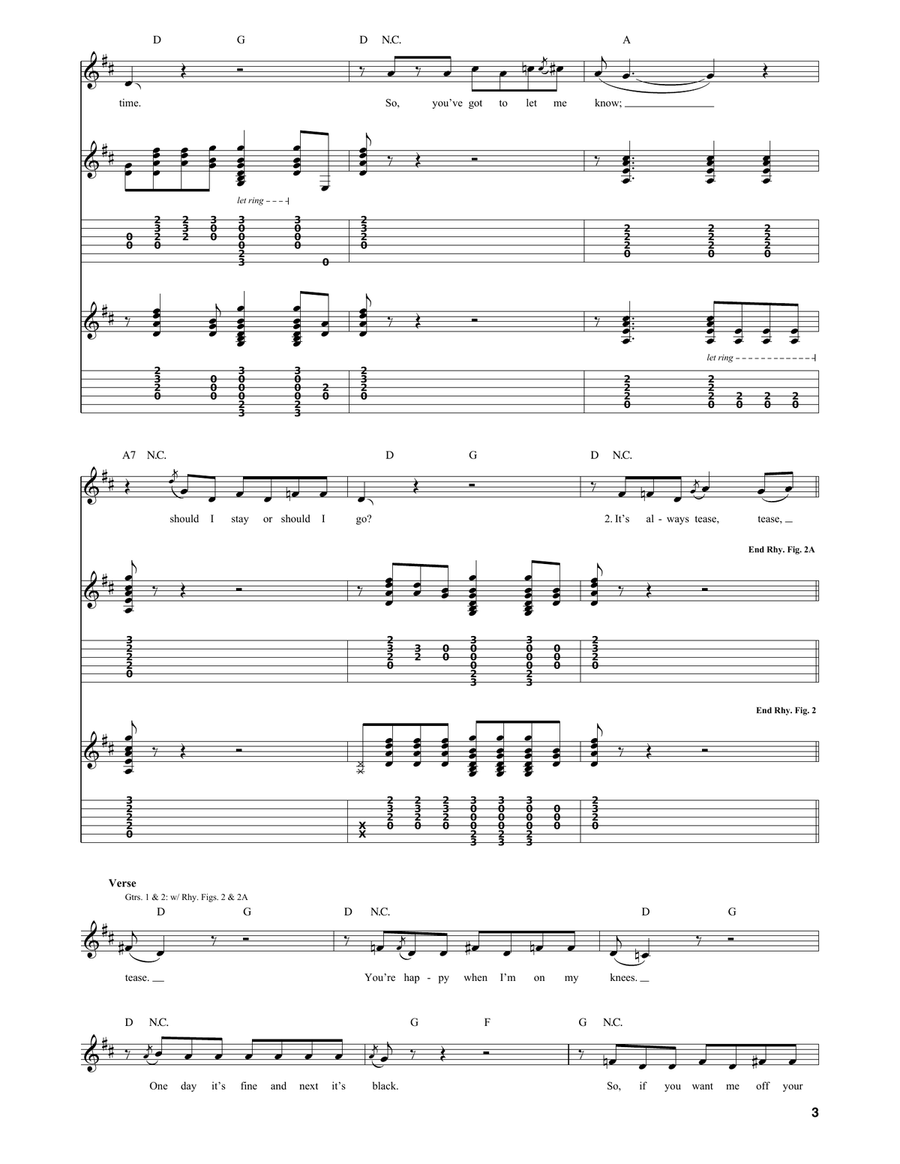 Should I Stay Or Should I Go Guitar Tablature scores gallery preview page 3