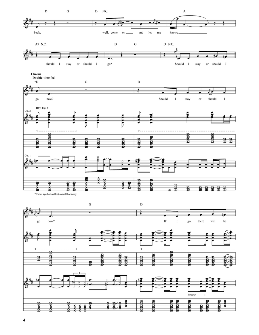 Should I Stay Or Should I Go Guitar Tablature scores gallery preview page 4