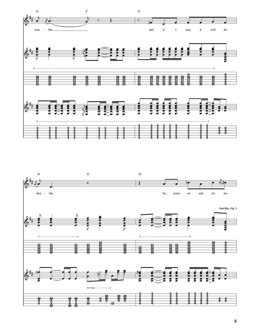 Should I Stay Or Should I Go Guitar Tablature scores gallery preview page 5