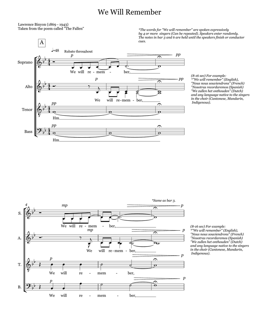 We Will Remember 4-Part scores gallery preview page 3