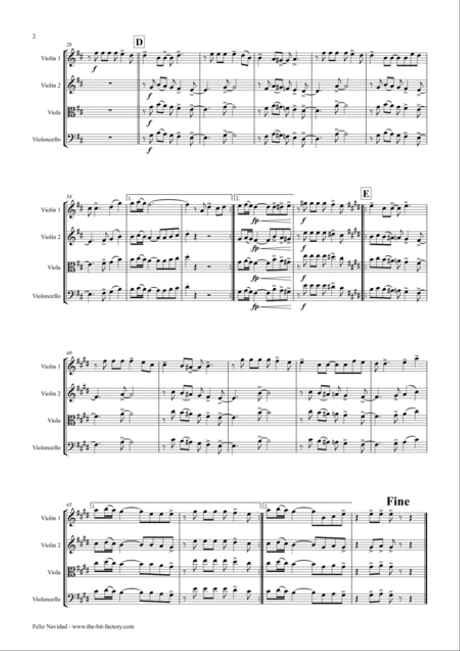 Feliz Navidad String Duet scores gallery preview page 2