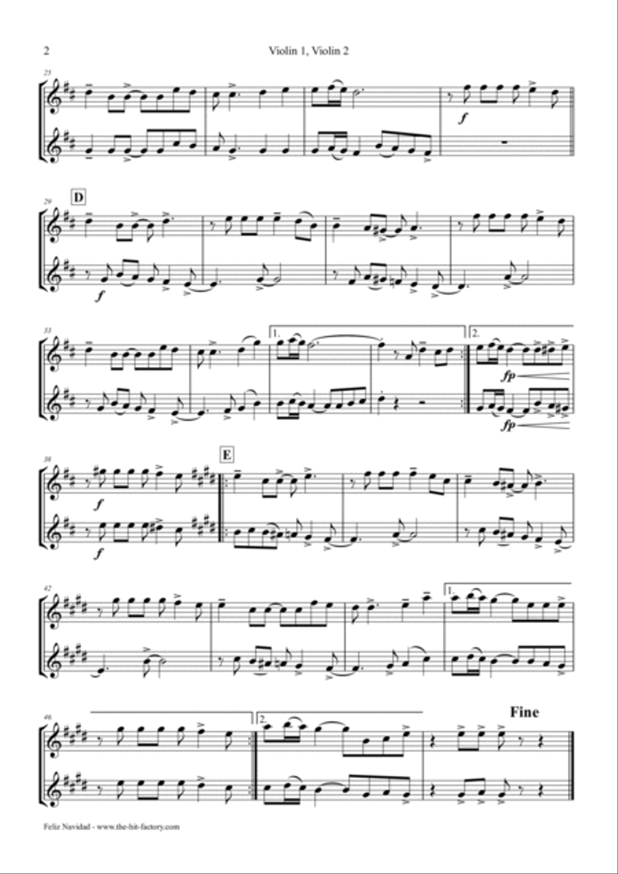 Feliz Navidad String Duet scores gallery preview page 4