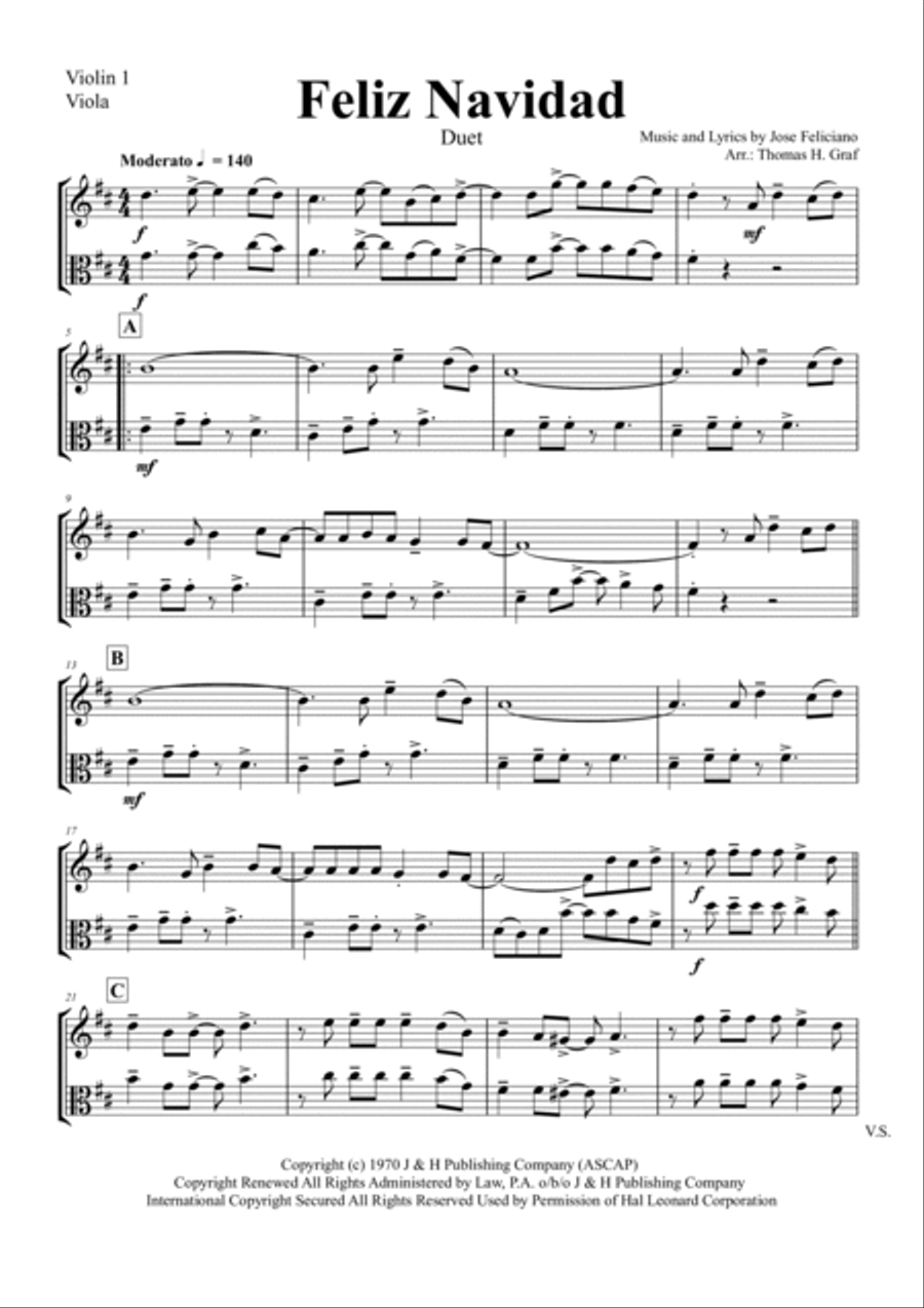 Feliz Navidad String Duet scores gallery preview page 5