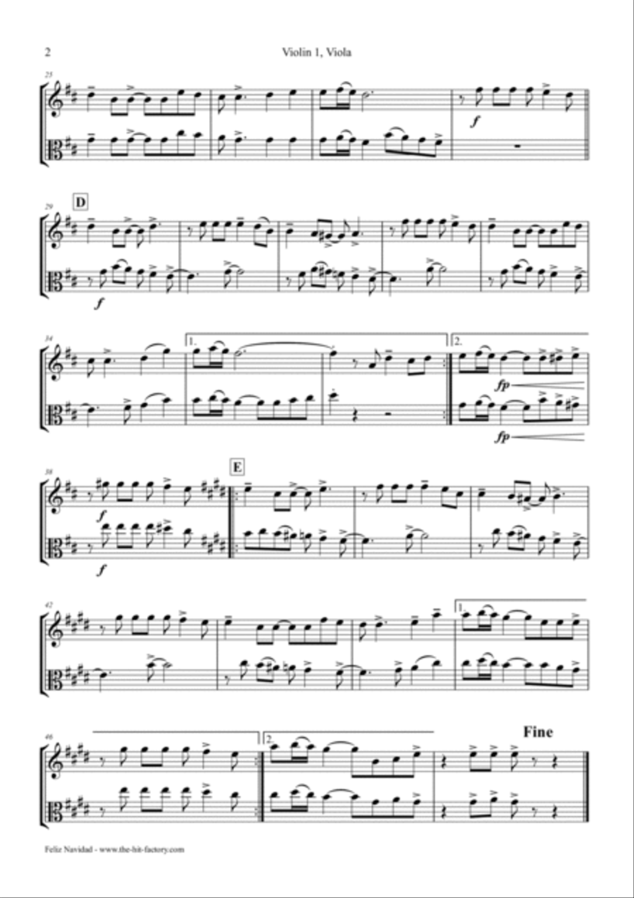 Feliz Navidad String Duet scores gallery preview page 6