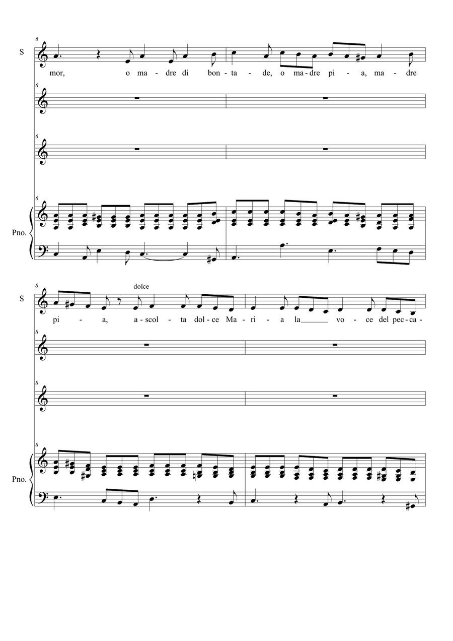 VERGIN TUTTO AMOR - For Alto or Bariton and Piano Piano, Vocal scores gallery preview page 2