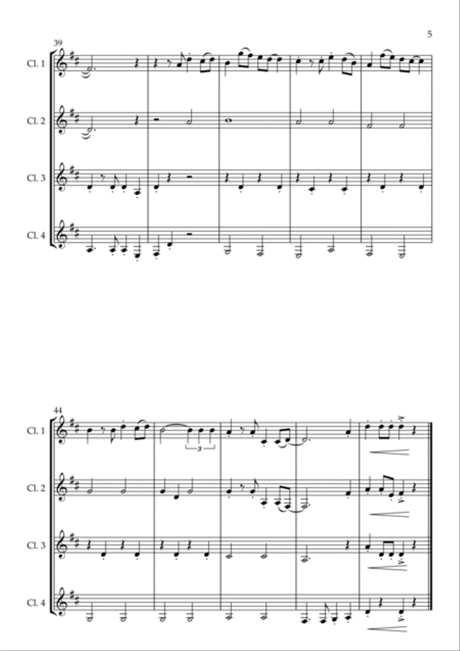 Feliz Navidad Woodwind Quartet scores gallery preview page 5
