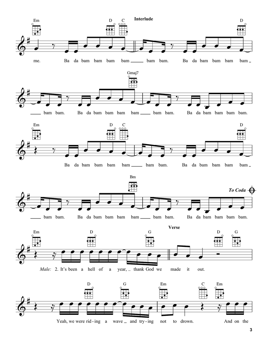 Bam Bam (feat. Ed Sheeran) Ukulele scores gallery preview page 3