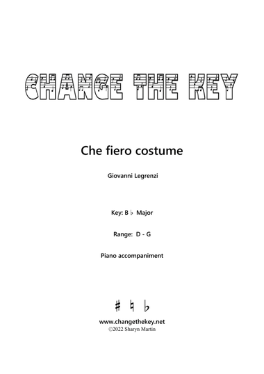 Che fiero costume Bb Major