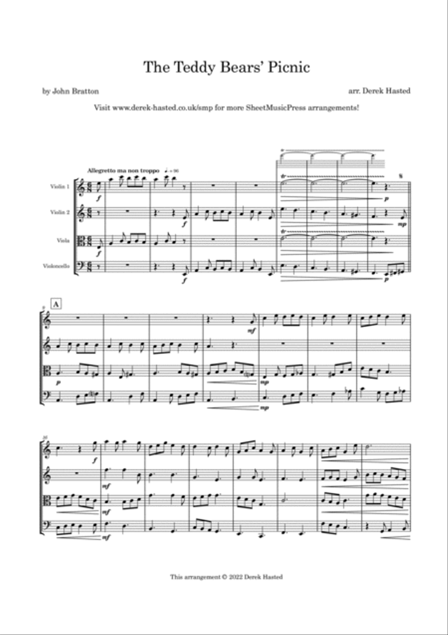 Teddy Bears' Picnic - String Quartet String Quartet scores gallery preview page 4