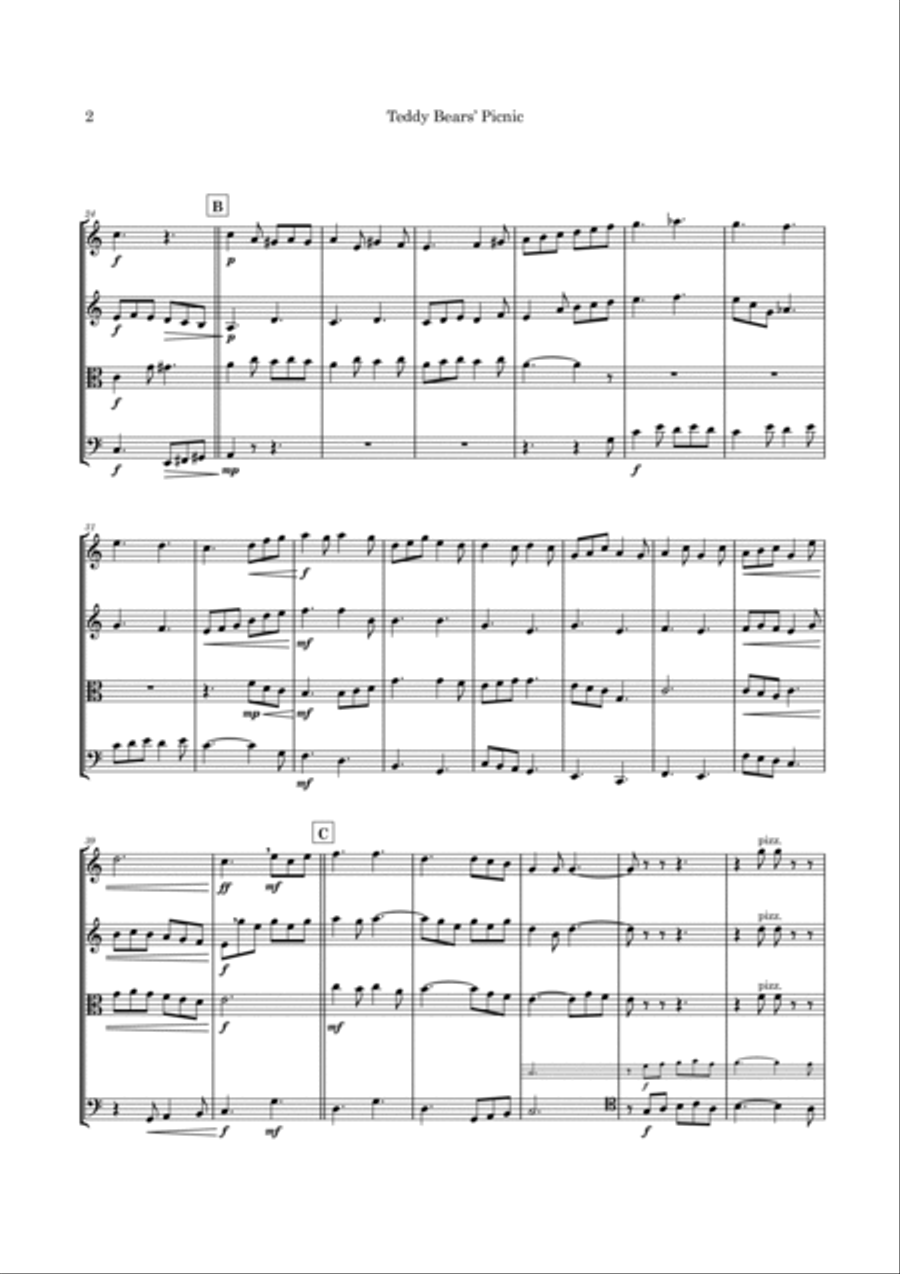 Teddy Bears' Picnic - String Quartet String Quartet scores gallery preview page 5