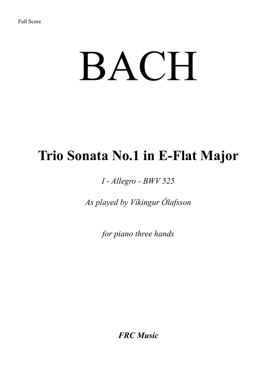 J.S. Bach: Trio Sonata No. 1 in E-Flat Major, BWV 525 - I. (Allegro moderato) Piano Duet scores gallery preview page 2