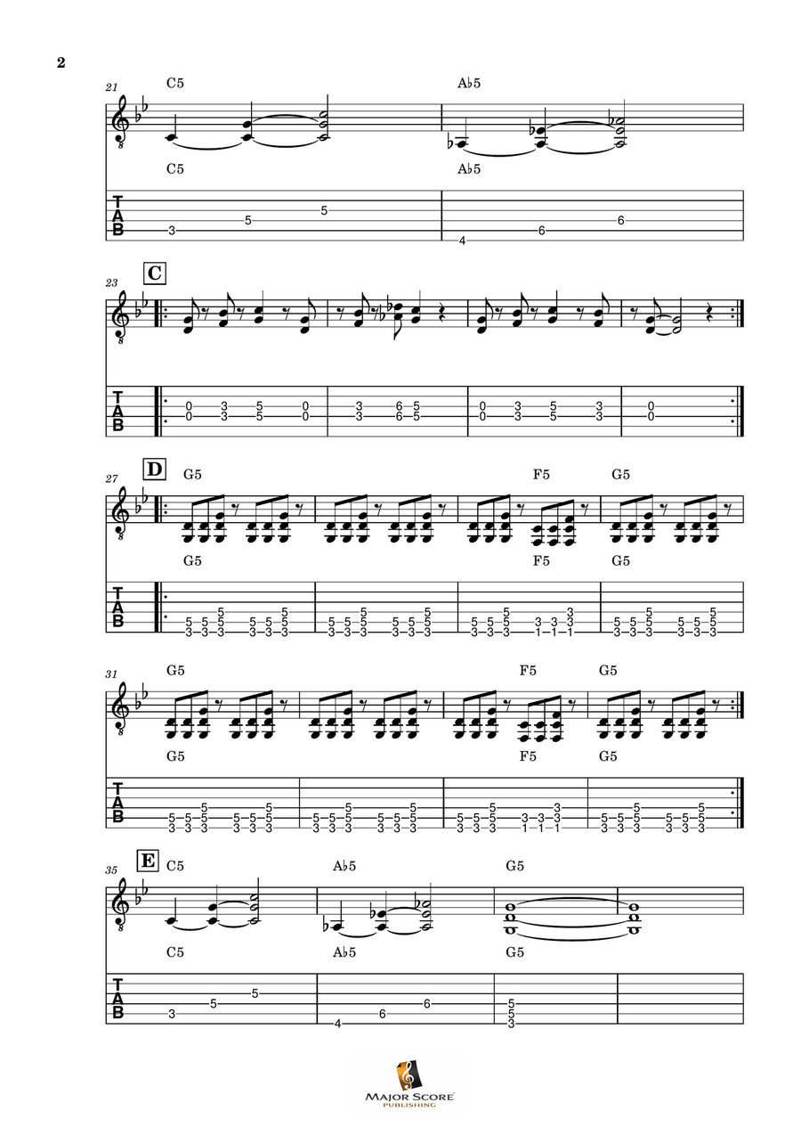 Smoke On The Water Smoke On The Water Guitar Tablature scores gallery preview page 2
