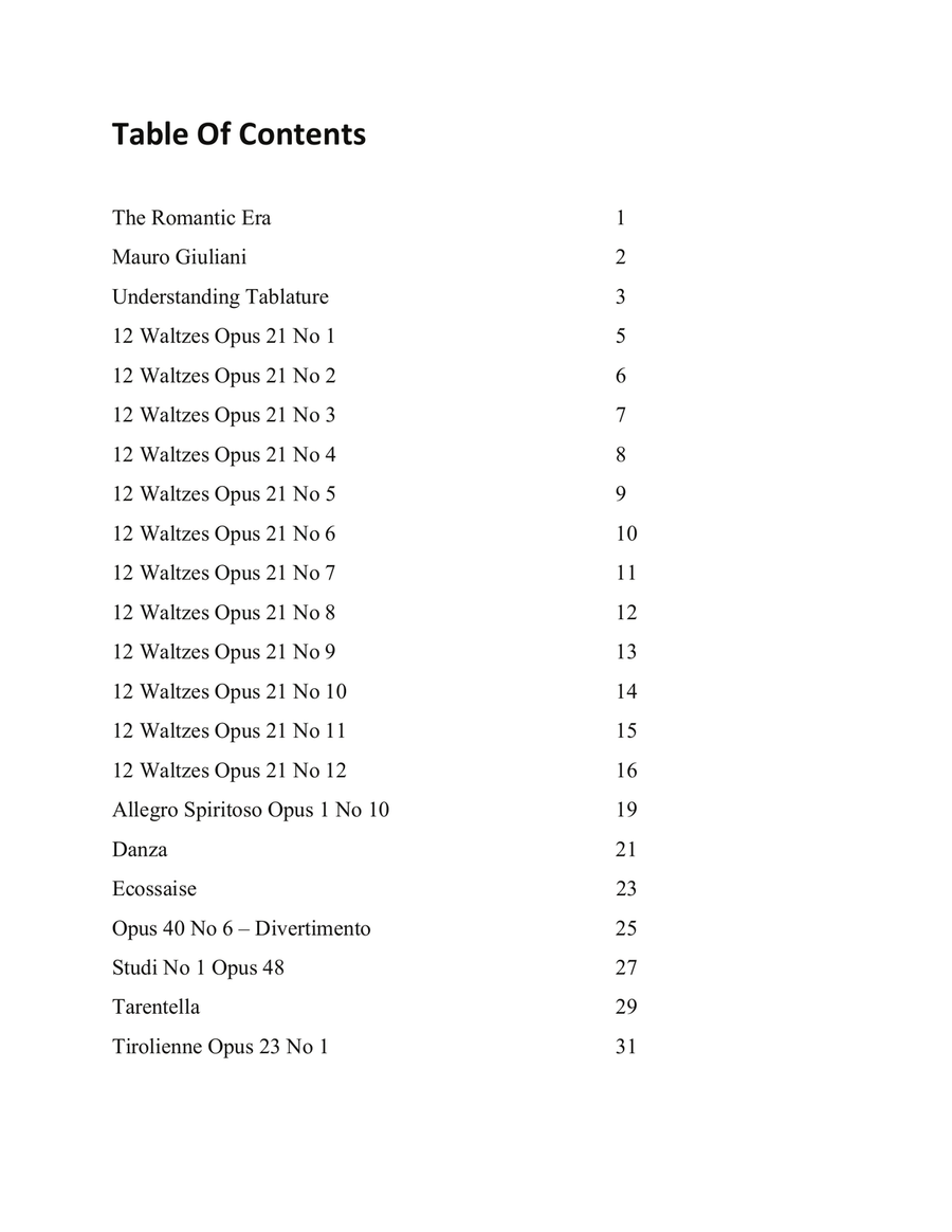 Mauro Giuliani: 12 Waltzes – Opus 21 And Selected Pieces For Low G Ukulele Ukulele scores gallery preview page 2