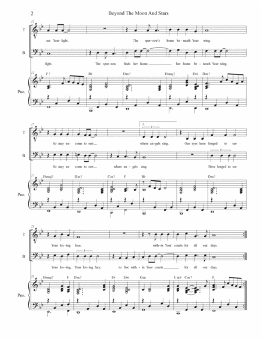 Beyond The Moon And Stars Tenor Voice scores gallery preview page 2