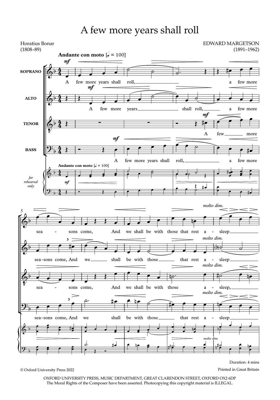 A few more years shall roll 4-Part scores gallery preview page 2