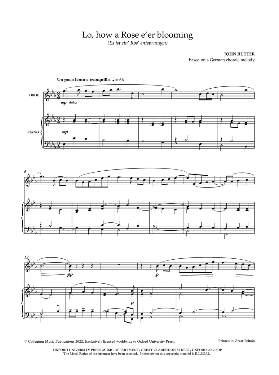 Lo, how a Rose e'er blooming Piano Accompaniment scores gallery preview page 2
