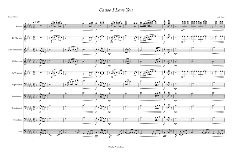 Cause I Love You - Score Only Marching Band scores gallery preview page 1
