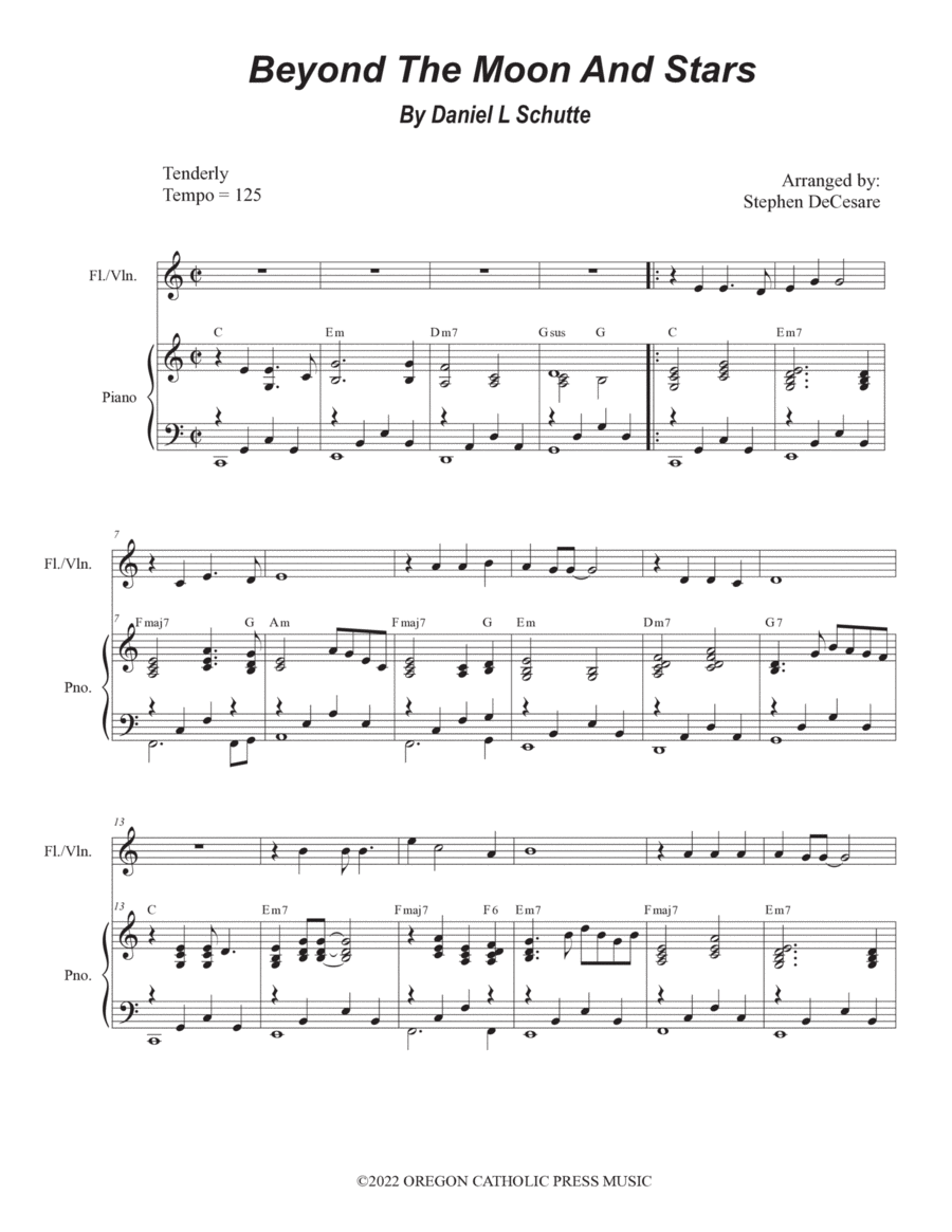 Beyond The Moon And Stars Flute Solo scores gallery preview page 1