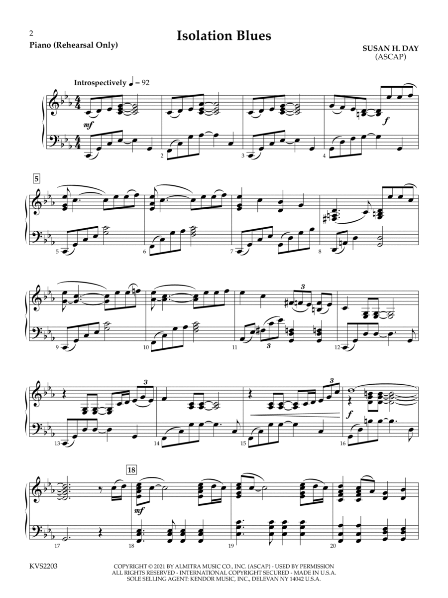 Isolation Blues - Piano (optional) Piano scores gallery preview page 1