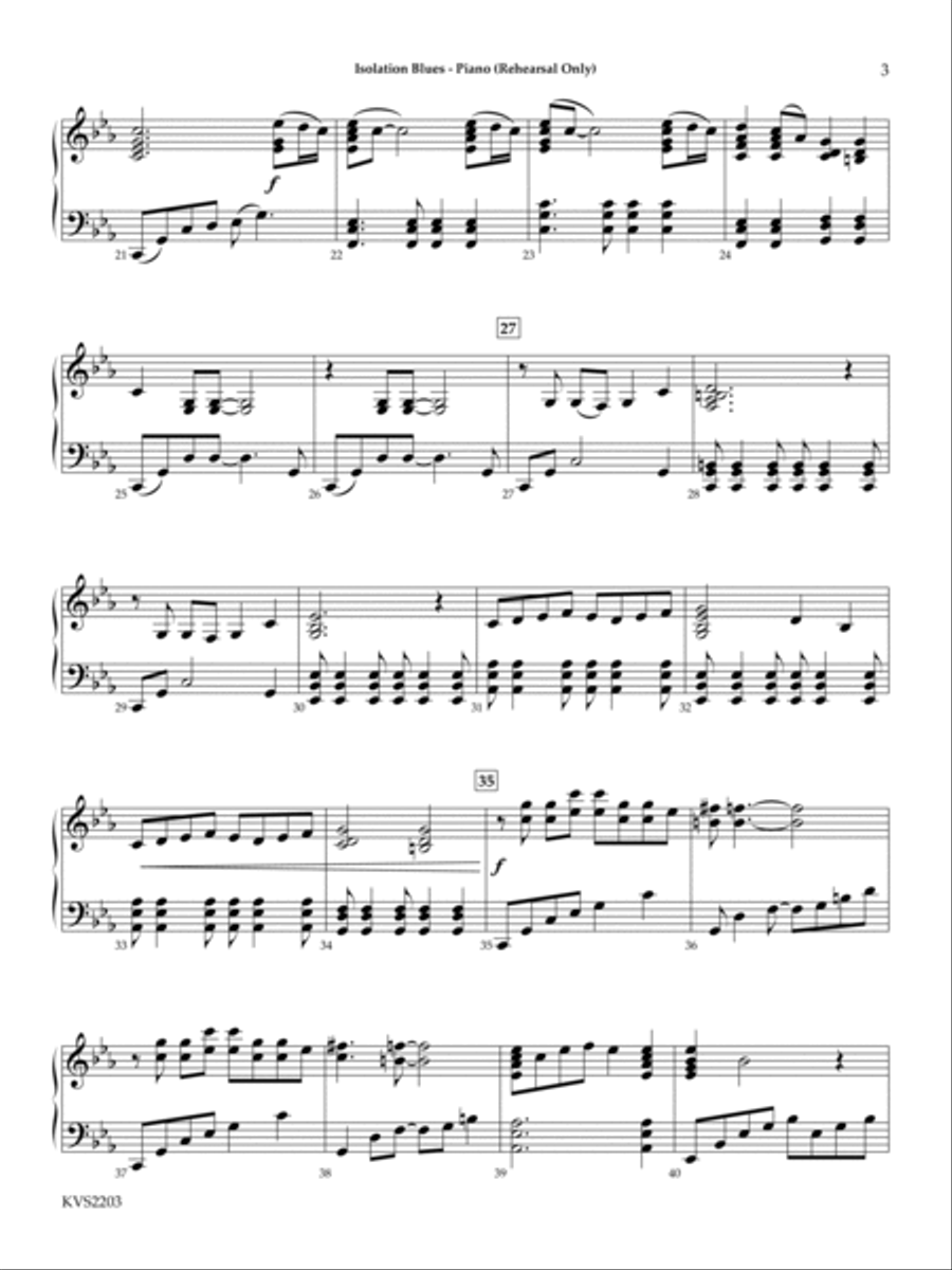Isolation Blues - Piano (optional) Piano scores gallery preview page 2