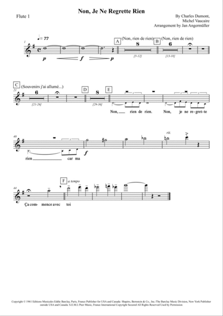 Non, Je Ne Regrette Rien Non, Je Ne Regrette Rien Full Orchestra scores gallery preview page 2