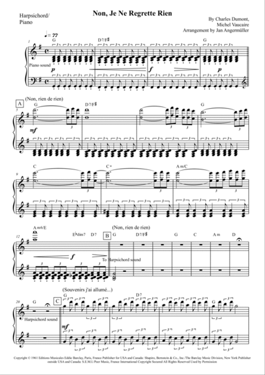 Non, Je Ne Regrette Rien Non, Je Ne Regrette Rien Full Orchestra scores gallery preview page 3