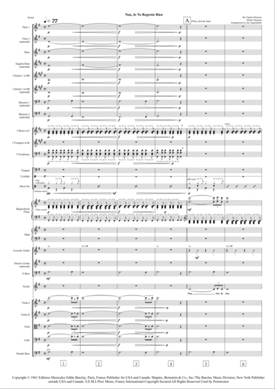 Non, Je Ne Regrette Rien Non, Je Ne Regrette Rien Full Orchestra scores gallery preview page 4
