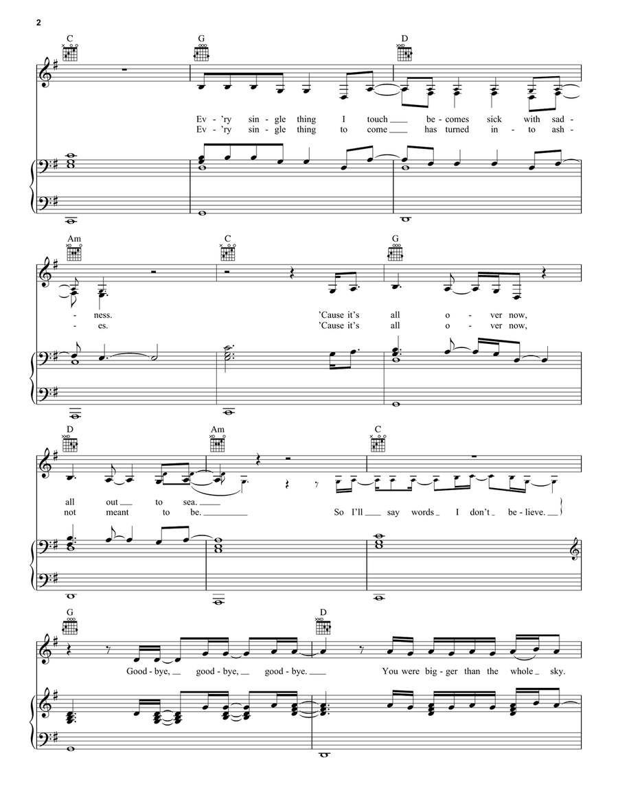 Bigger Than The Whole Sky Piano, Vocal, Guitar scores gallery preview page 2