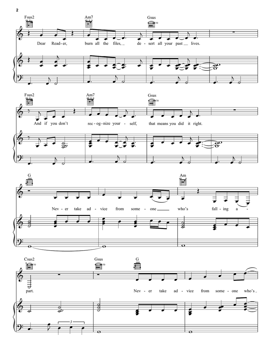 Dear Reader Dear Reader Piano, Vocal, Guitar scores gallery preview page 2