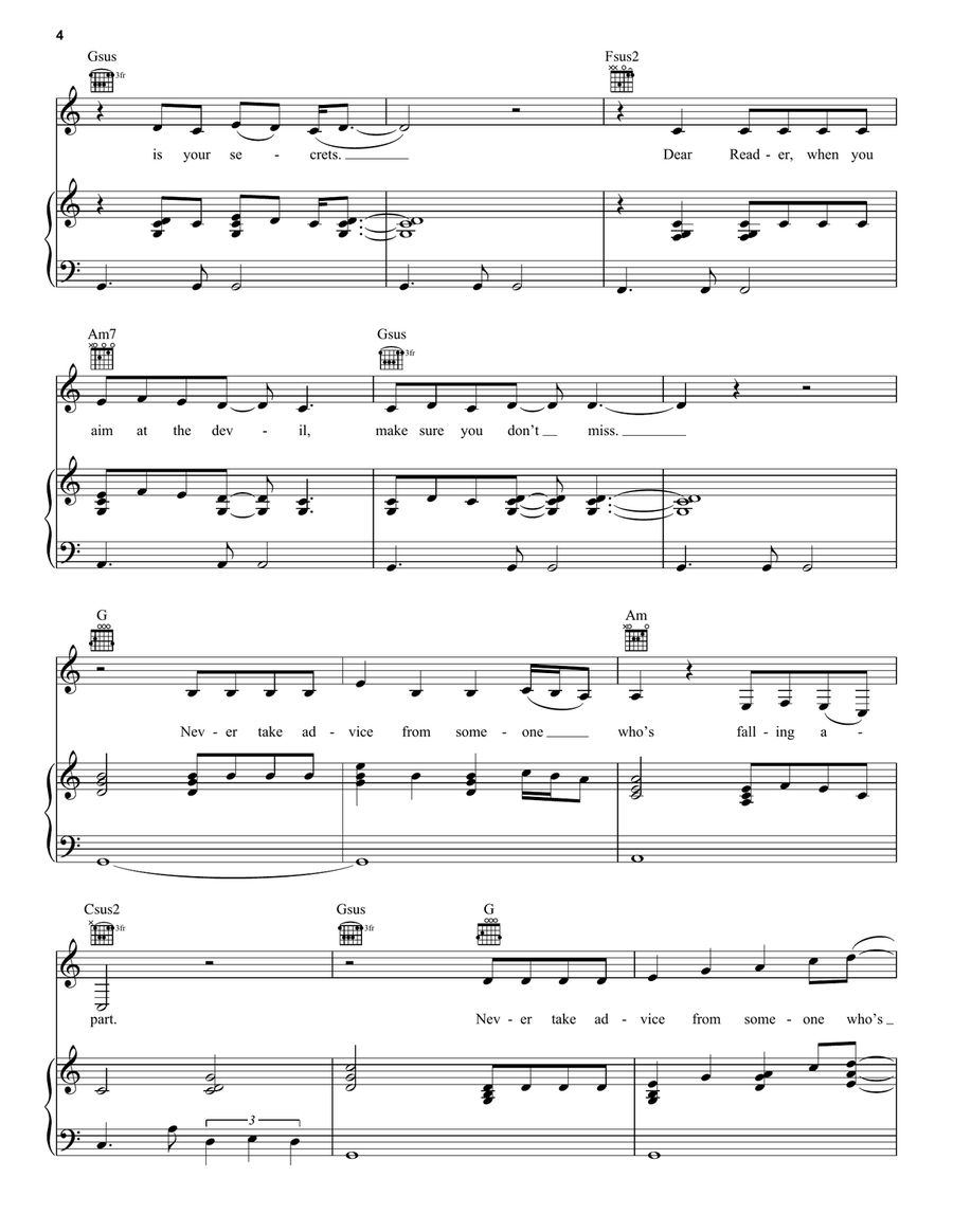 Dear Reader Dear Reader Piano, Vocal, Guitar scores gallery preview page 4