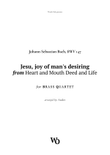 Jesu, joy of man's desiring by Bach for Brass Quartet mini preview