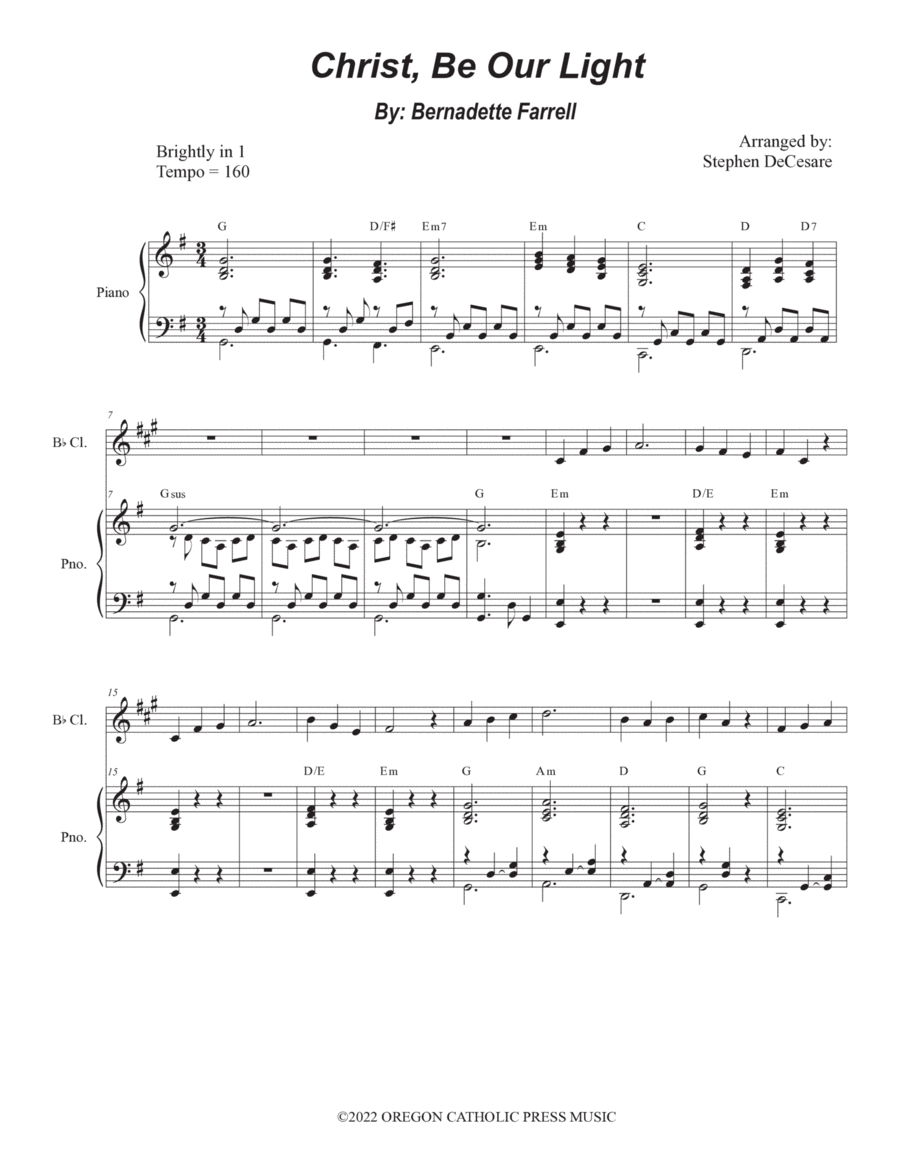 Christ, Be Our Light B-Flat Clarinet scores gallery preview page 1