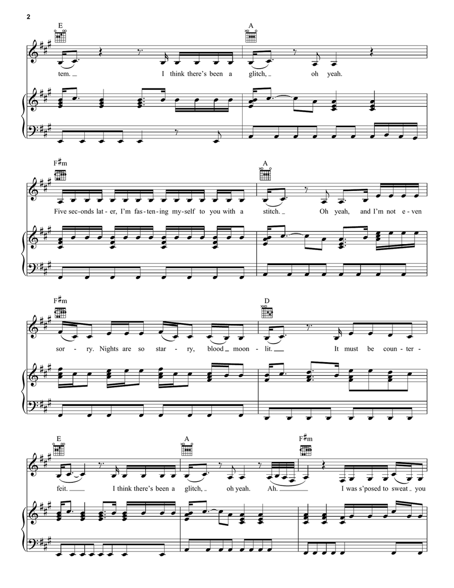 Glitch Glitch Piano, Vocal, Guitar scores gallery preview page 2