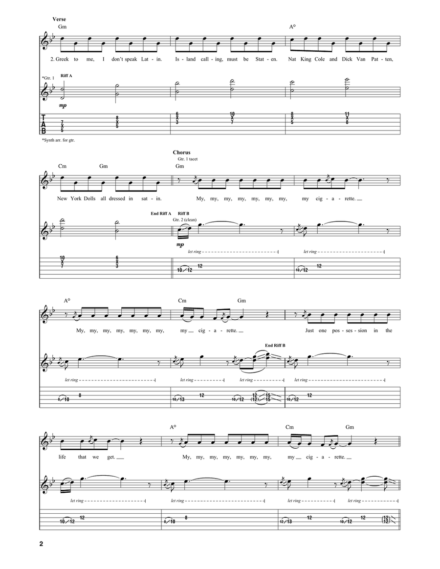 My Cigarette My Cigarette Guitar Tablature scores gallery preview page 2
