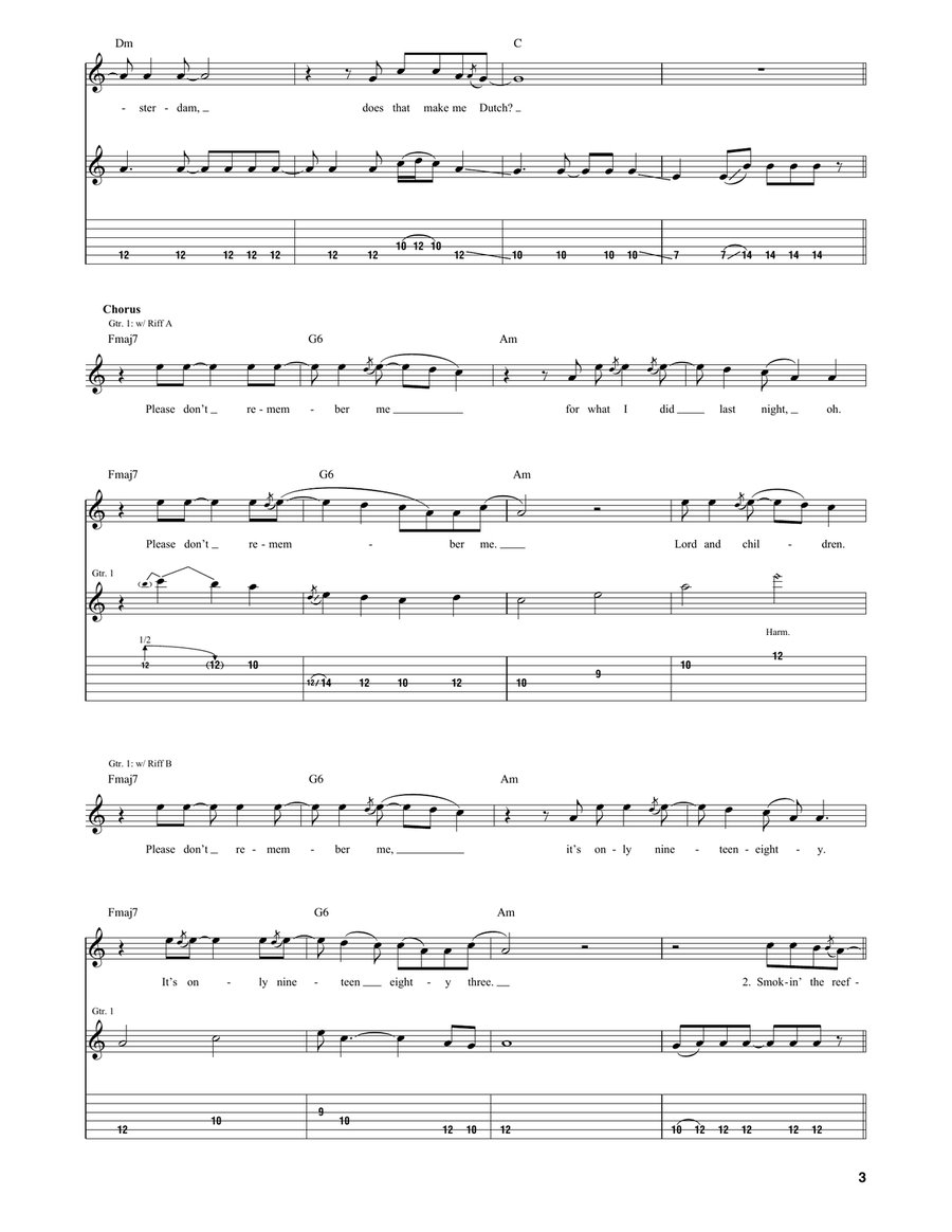 Eddie by The Red Hot Chili Peppers Guitar Tablature - Digital Sheet Music page 3