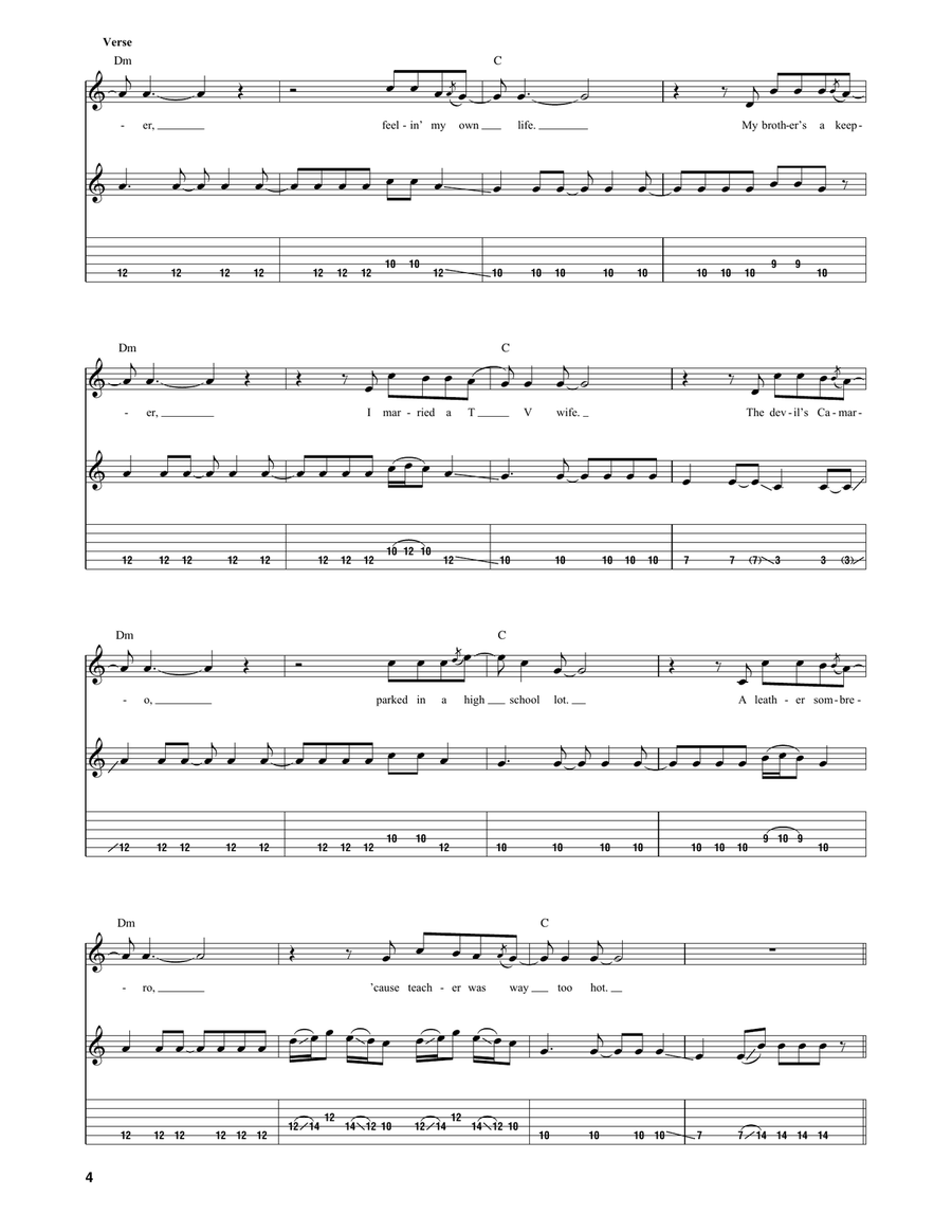 Eddie by The Red Hot Chili Peppers Guitar Tablature - Digital Sheet Music page 4