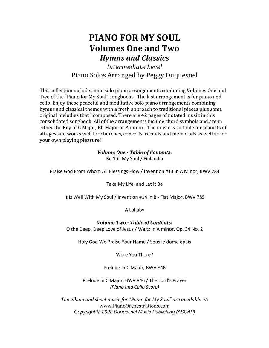 Piano for My Soul - Volumes One and Two (Hymns and Classics) Piano Solo scores gallery preview page 2