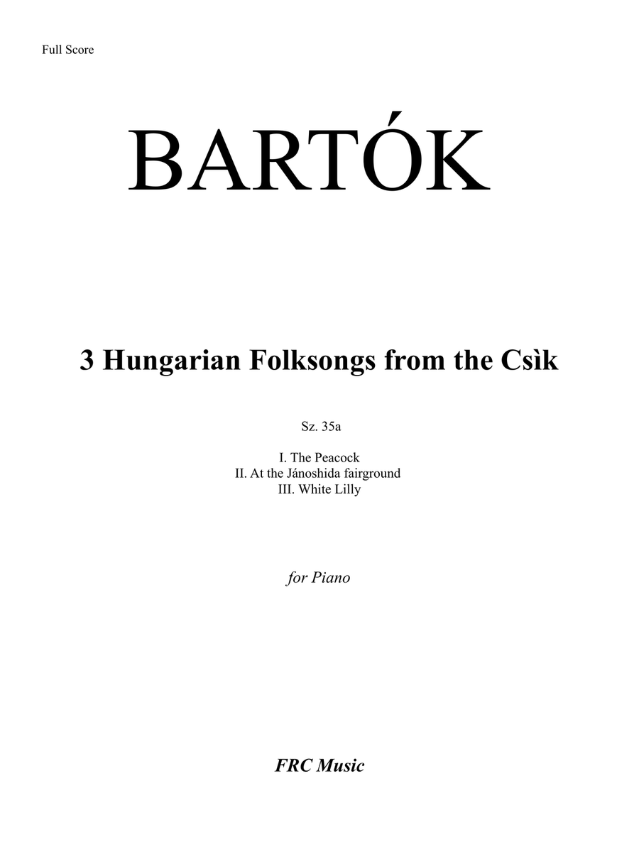 Bartók: 3 Hungarian Folksongs from the Csìk, Sz. 35a - as played by Víkingur Ólafsson Piano Method scores gallery preview page 2
