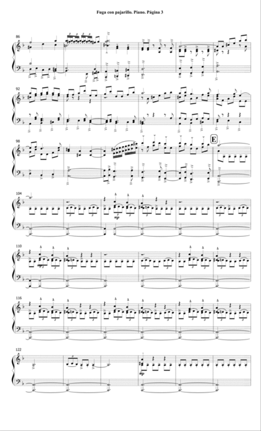Fuga con pajarillo. Para Piano Solo por: Aldemaro Romero Piano Method scores gallery preview page 3