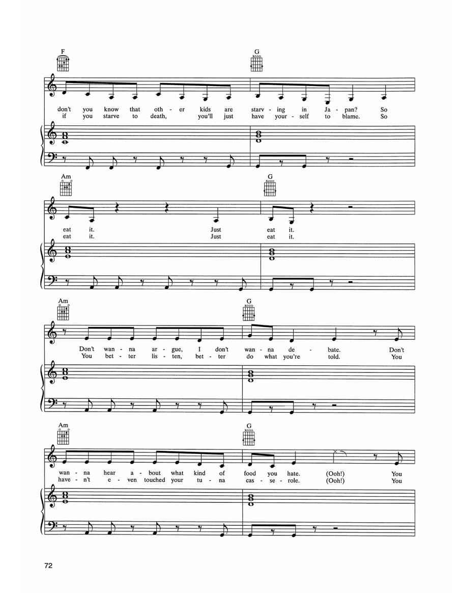 Eat It Eat It Piano, Vocal, Guitar scores gallery preview page 2