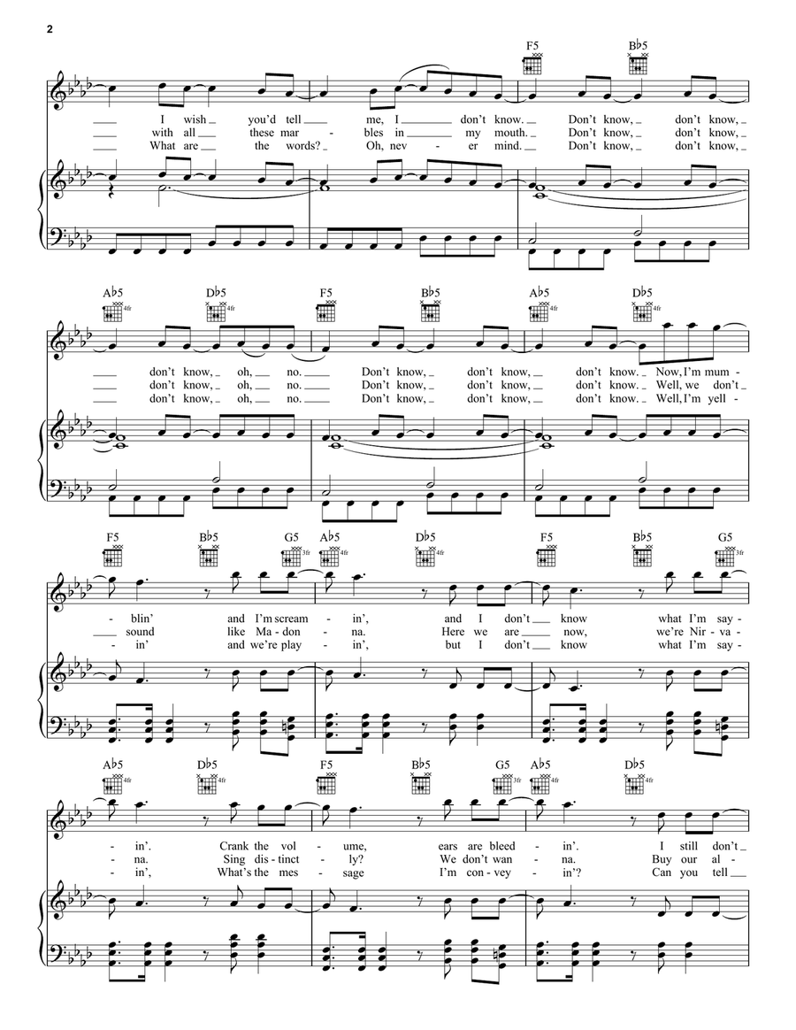 Smells Like Nirvana Smells Like Nirvana Piano, Vocal, Guitar scores gallery preview page 2