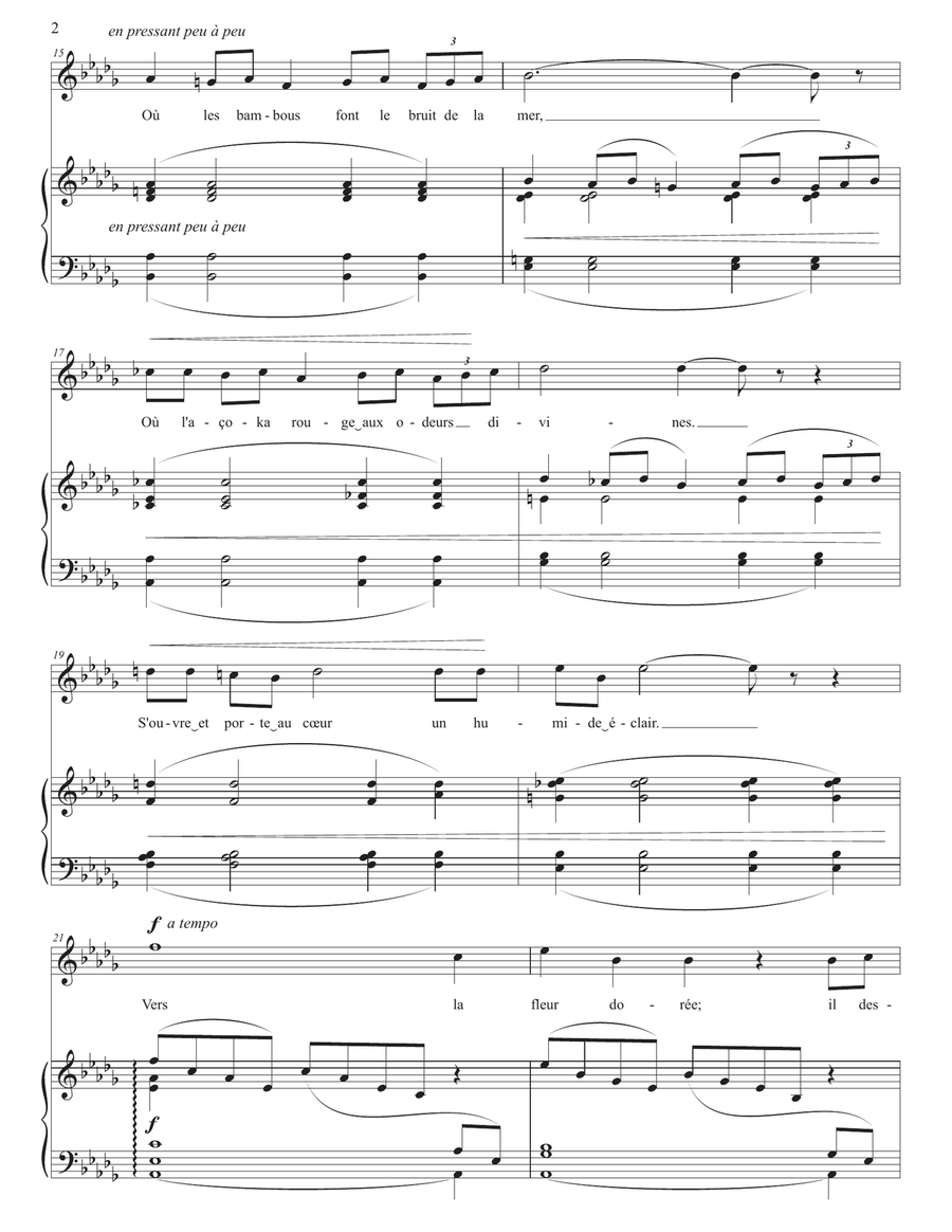 CHAUSSON: Le colibri, Op. 2 no. 7 (transposed to D-flat major) Piano, Vocal scores gallery preview page 3