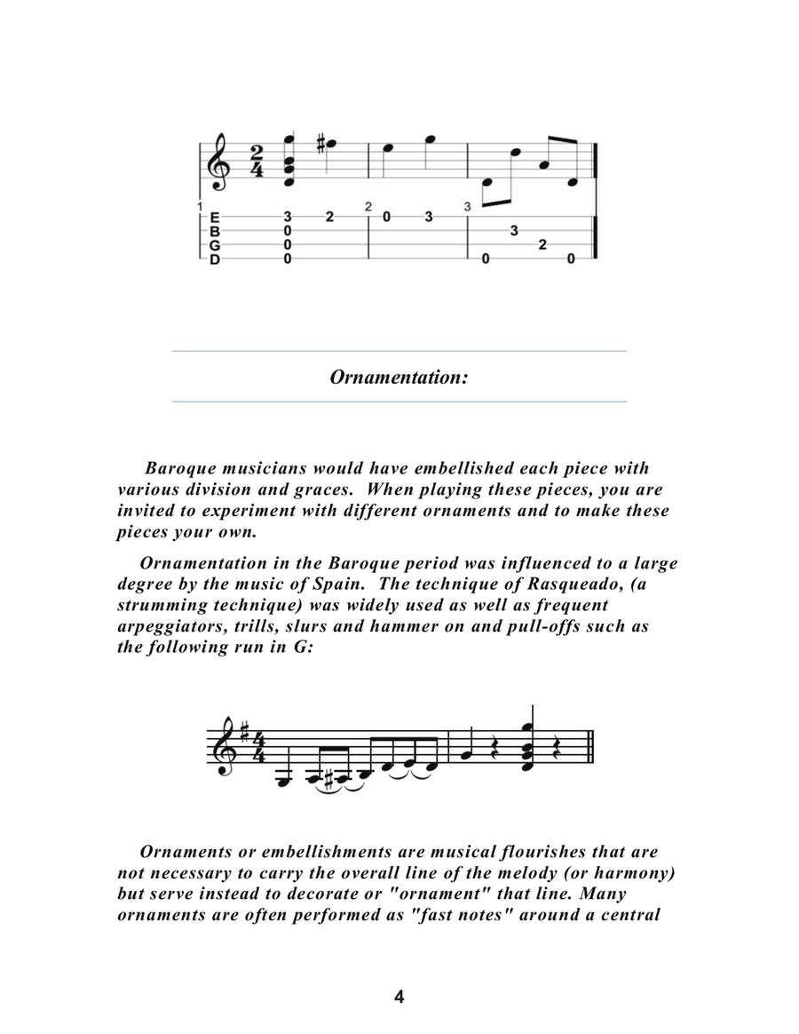 Robert de Visée Baroque Lute Suites Volume One for Low G Ukulele Lute scores gallery preview page 6