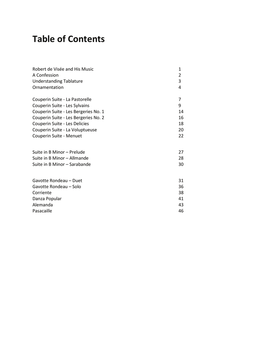 Robert de Visée Baroque Lute Suites Volume Two for Low G Ukulele Lute scores gallery preview page 2