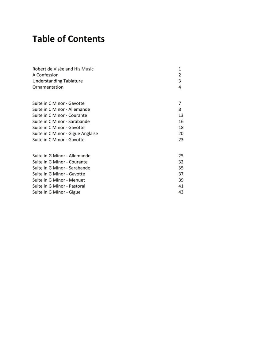 Robert de Visée Baroque Lute Suites Volume Three for Low G Ukulele Lute scores gallery preview page 2