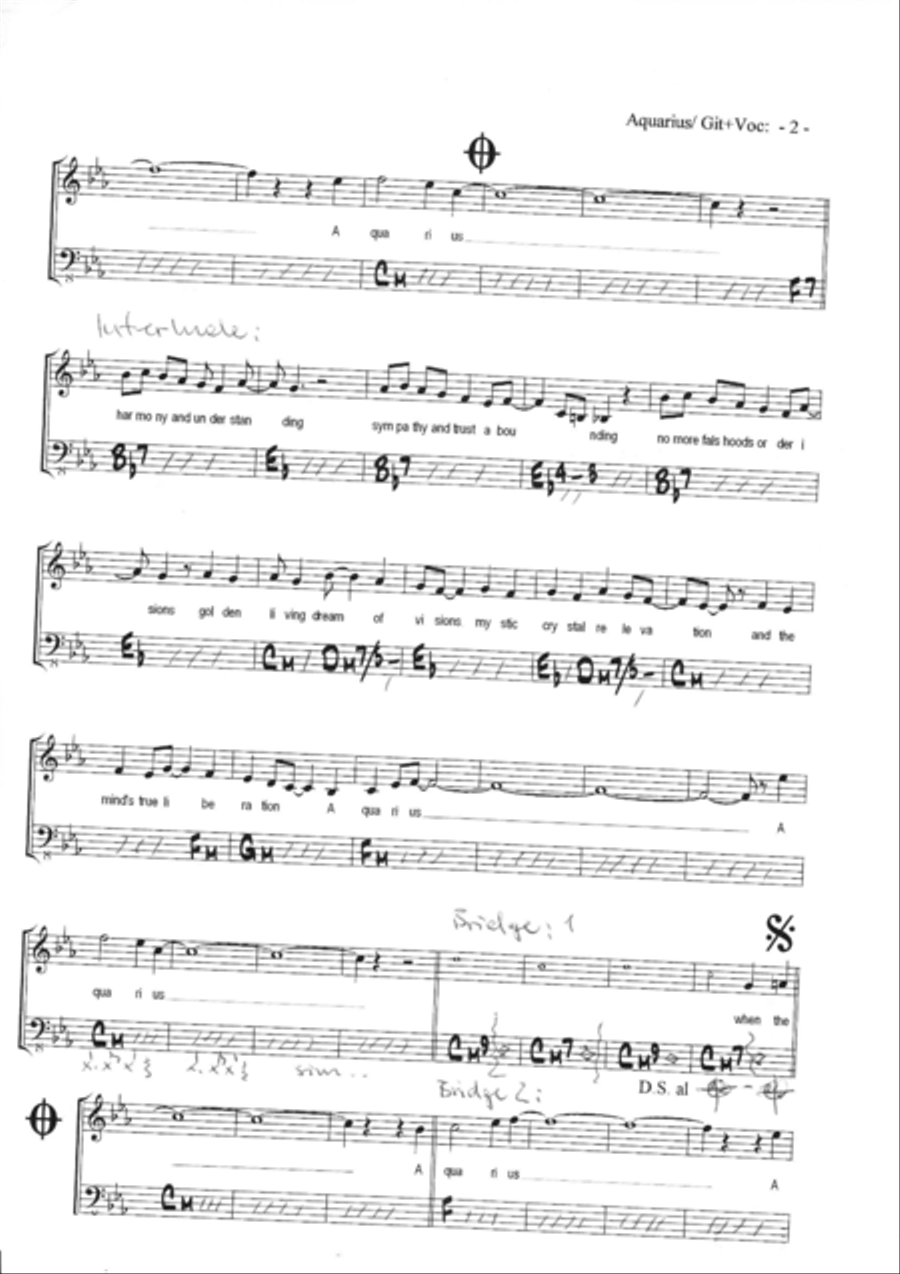 Aquarius Piano, Vocal, Guitar scores gallery preview page 4