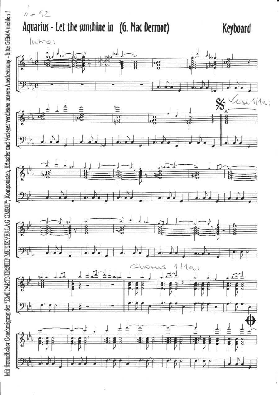Aquarius Piano scores gallery preview page 1